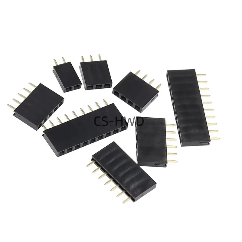 10PCS Single Row Pin Female Header Socket Pitch 2.54mm 1*2p 3p 4p 5p 6p 7p 8p 9p 10p 12p 14p 16p 18p 20p 22p 40p Pin Connector