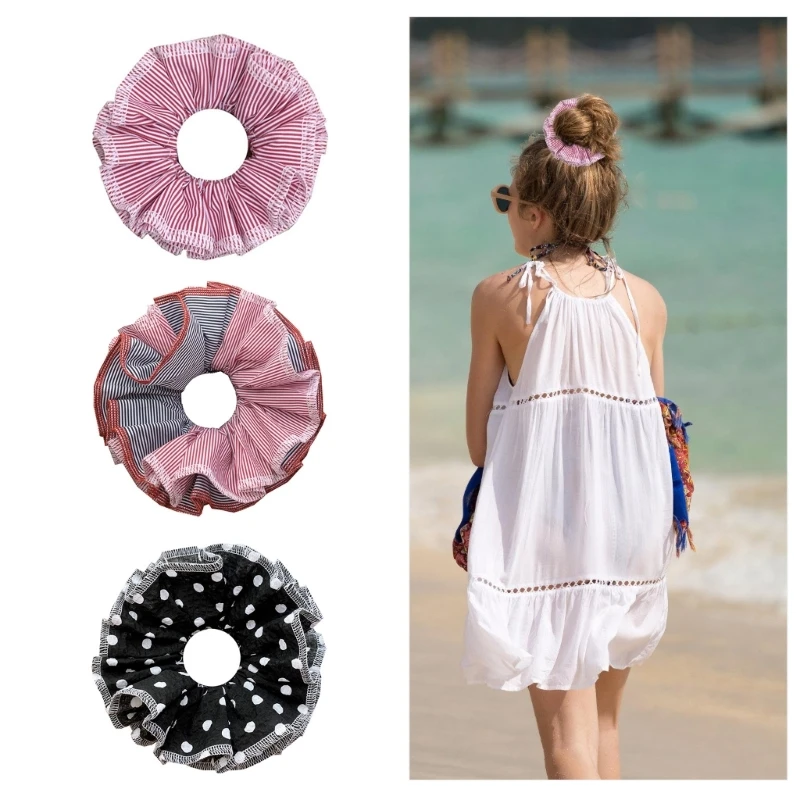 Oversized Hair Scrunchies Multi-layer Striped Hair Scrunchy Elastic Hairpieces Thick Updo Hair Rope Lady Hair Decoration