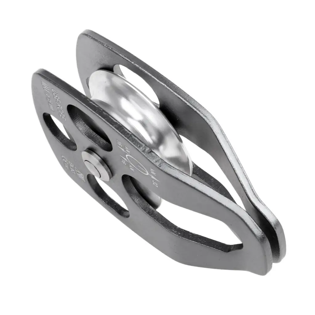 Aluminum Rescue Pulley Single Sheave CE Certified Climbing Gear Swing Plate Rigging for Mountaineering Rappelling