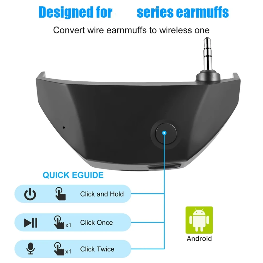 Bluetooth Adapter for Ear Muffs W1 Bluetooth Adapter, Design for Electronic Earmuffs Convert Wire Earmuff to Wireless One