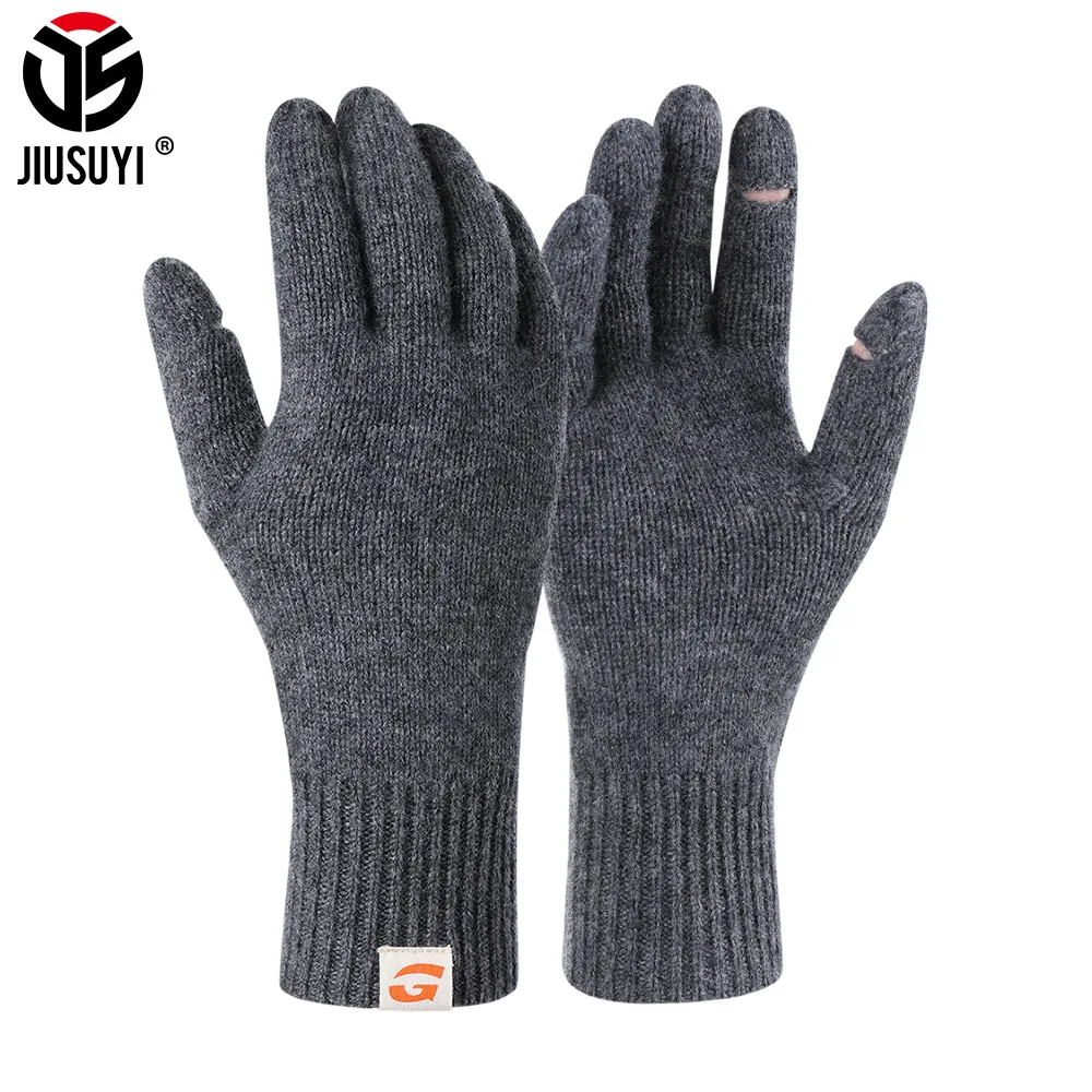 Men Women Cashmere Fulll Finger Gloves Touchscreen Winter Skiing Snowboard Cycling Running Sport Warmer Elastic Soft Wool Mitten