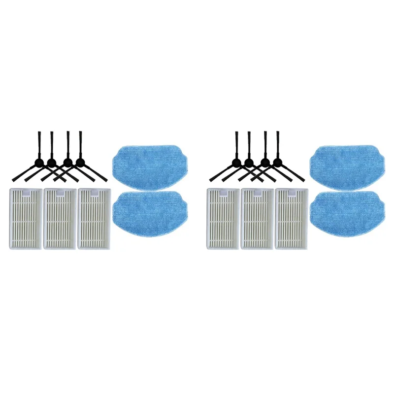 SANQ 2Set Vervangende Onderdelen Voor Midea VCR04W Robot Stofzuiger Accessoires Wasbare Zijborstel Hepa Filter Mop Doek