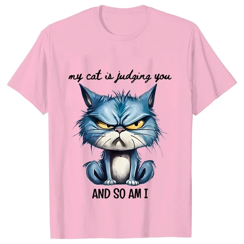 Funny Cat Satirical Anti Social Attitude Female Printed T-shirt Angry Cat T-shirt Today Not Available Introverted Female T-shirt