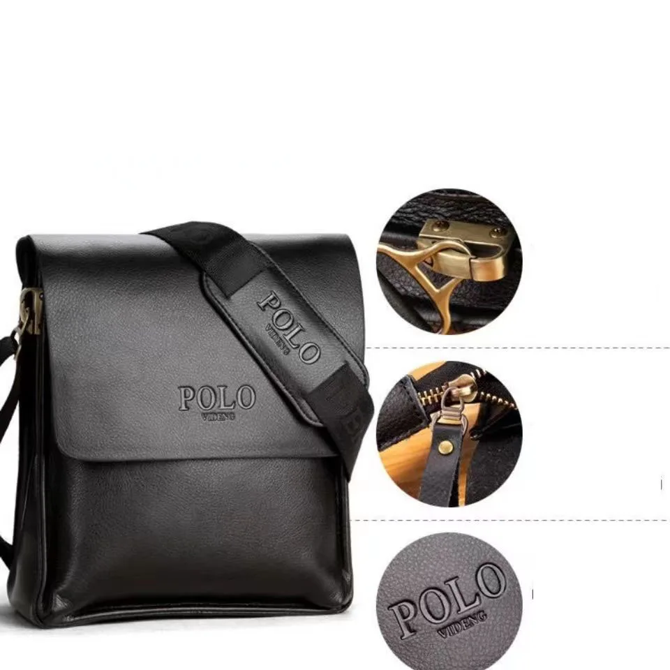 Bolsa de ombro de couro retrô masculina, bolsa tiracolo, pasta mensageiro de negócios, mochila nova, 2024