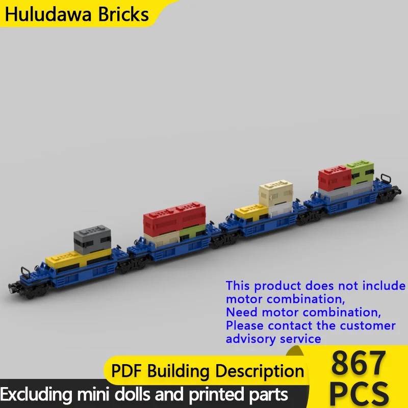 

City Car Model MOC Building Bricks TTX 4 Unit Blue Cargo Train Car Modular Technology Children Holiday Gifts Assemble Toys Suit