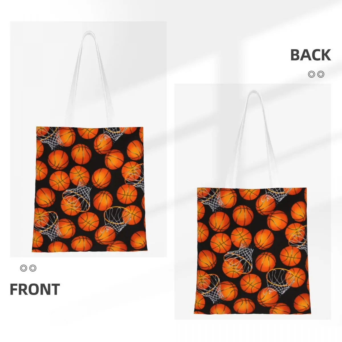 Custom Basketball Balls Pattern Grocery Tote Shopping Bag Women Cute Canvas Shoulder Shopper Bags Big Capacity Handbags