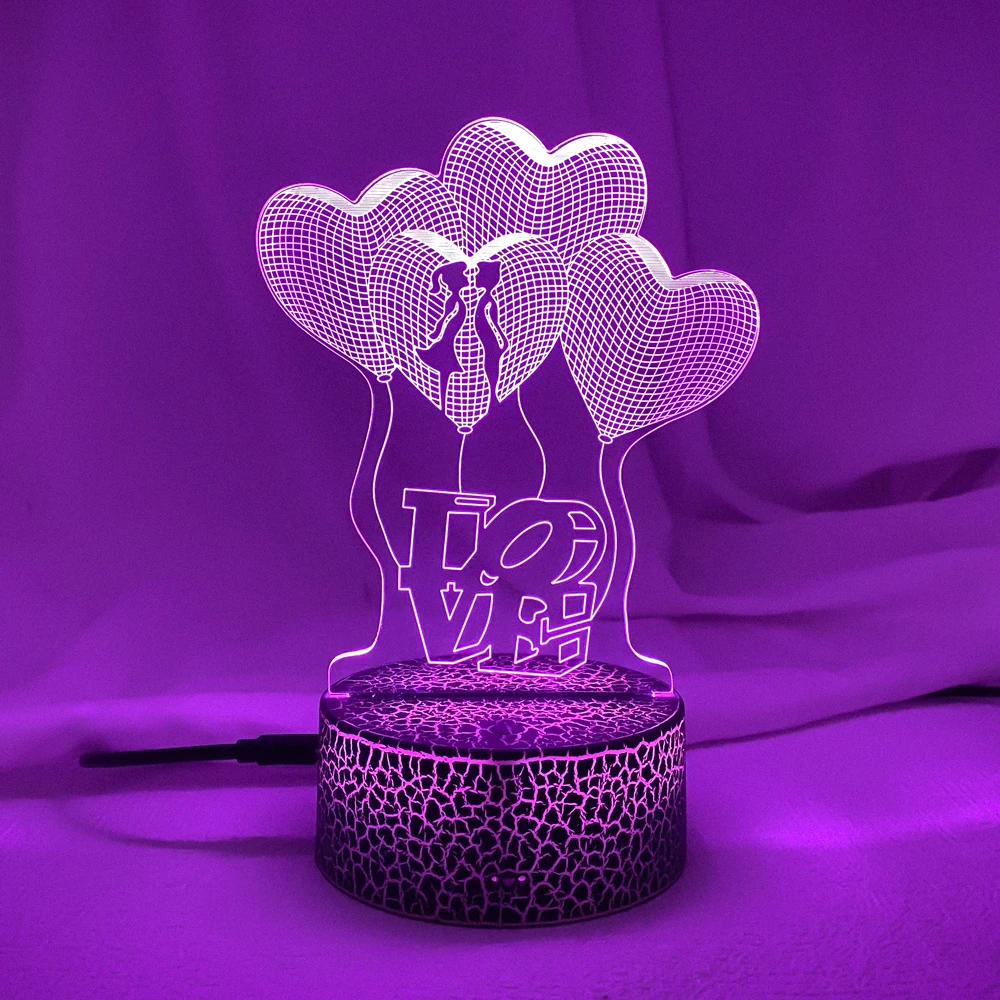 New 3D Lamp LOVE Valentine\'s Day Wedding Gift for Lover Colorfu LED Light Proposal Decoration Room Romantic Lamp Dropshipping