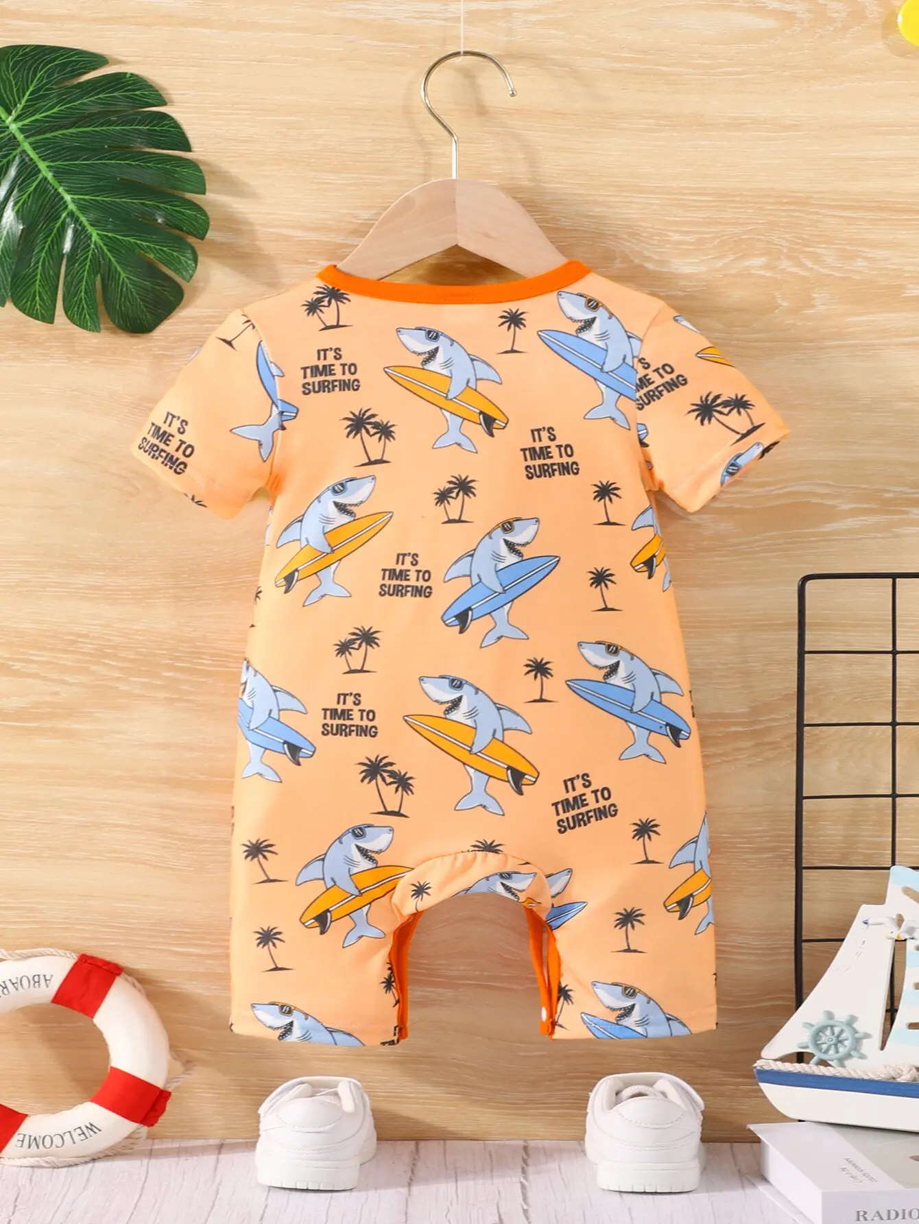 Summer Baby Boy Baby Basual Bomfortable Breathable Cute Short Sleeve Shorts Onesie Dinosaur Print Onesie