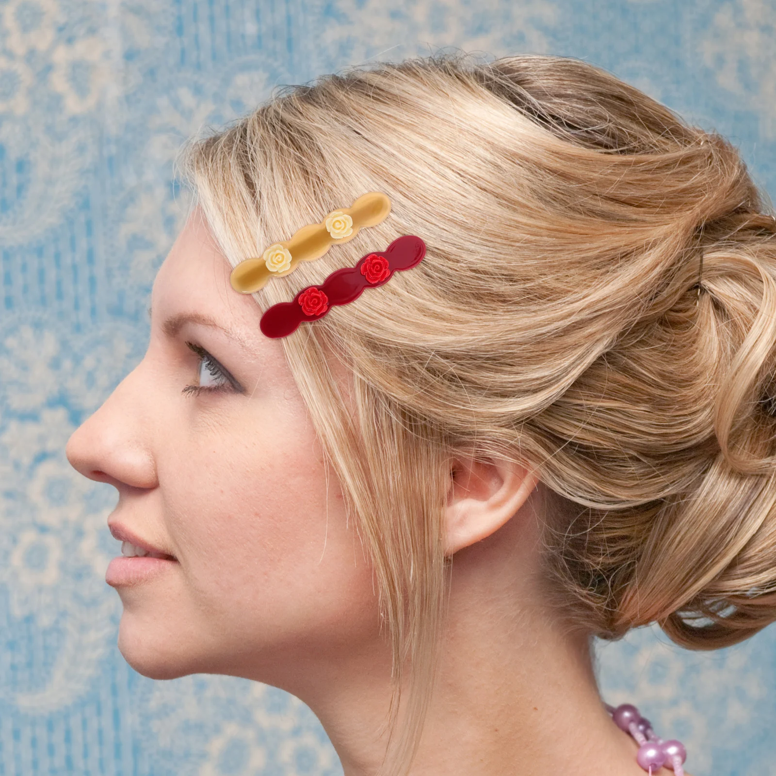 

2 шт., заколка для волос с боковой челкой из ацетата розы, дизайн в виде утконоса, стильный удобный декоративный аксессуар для женщин