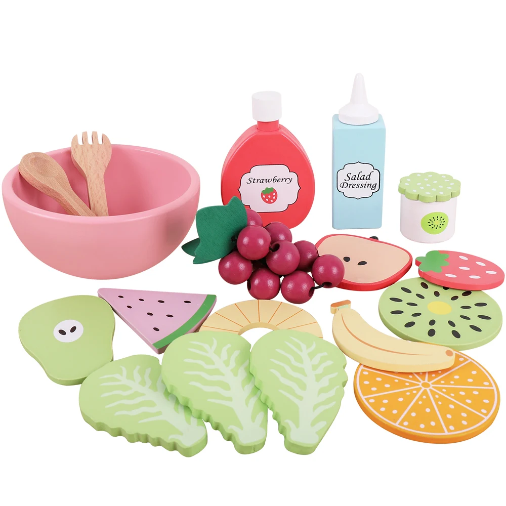 Wooden Kitchen toy role play food toy Fruit and vegetable salad Cosplay Ealy Educational toy for children gifts