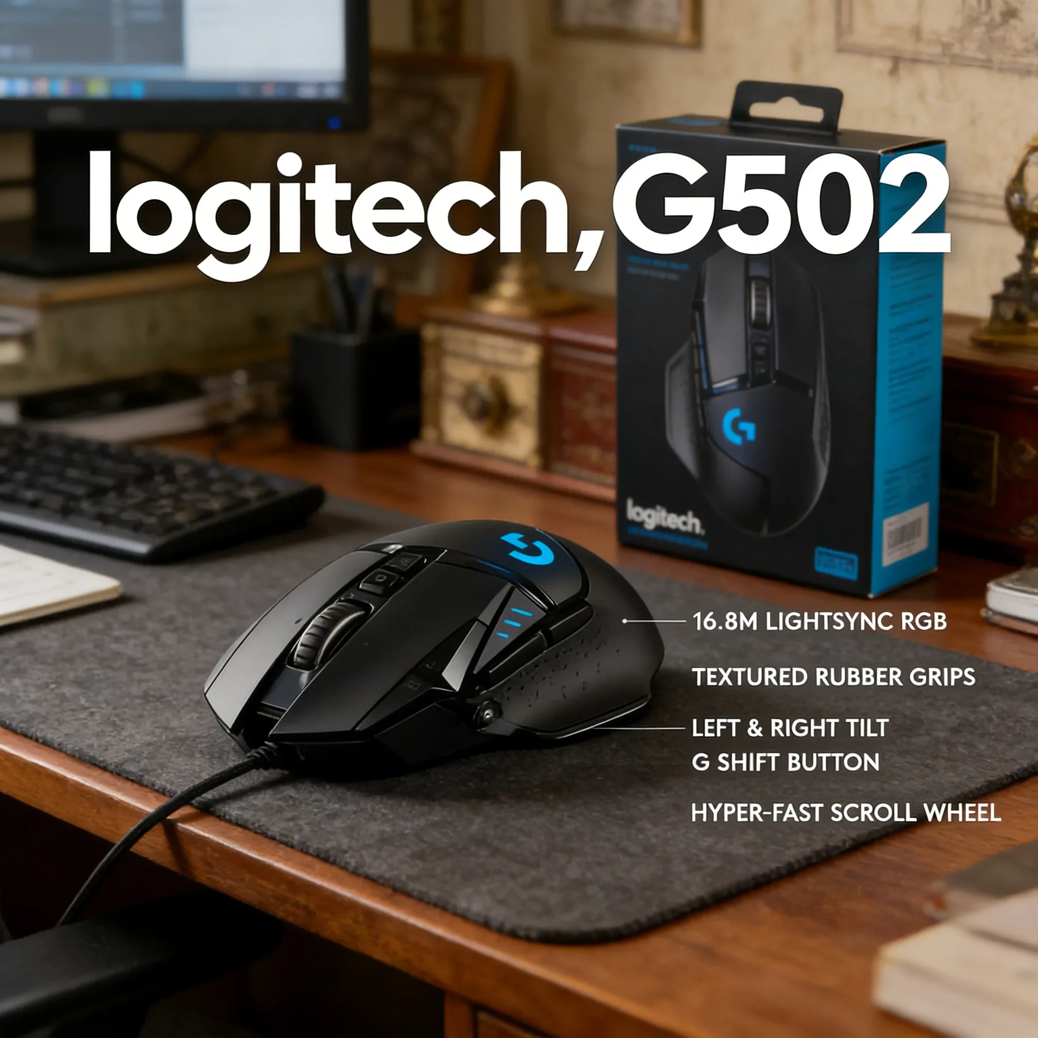 

Игровая мышь Logitech G502 Hero High Performance, проводная, с LED-подсветкой, для ноутбуков и компьютеров, с программируемыми кнопками для киберспорта