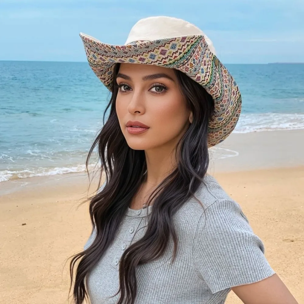 Women's reversible Bohemian beach mountaineering/travel/fishing sun hat windproof fisherman's hat outdoor hiking accessory