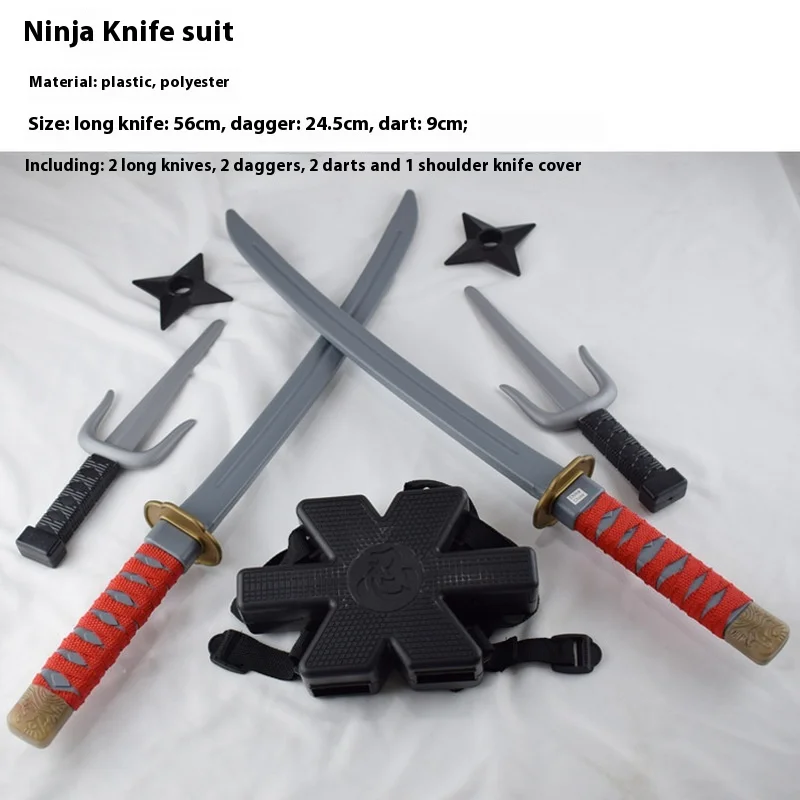 닌자 세트 할로윈 어린이 일본 사무라이 코스 장난감 나이프 세트, 단검 다트 장난감 모델 선물 컬렉션 기묘한 장난감, 1:1