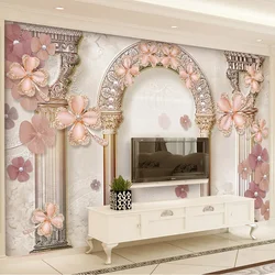 Stile europeo di Roma Colonna Jewel Perle Foto Murales Carta Da Parati 3D Soggiorno TV Divano di Lusso Complementi Arredo Casa Panno Parete Impermeabile 3D