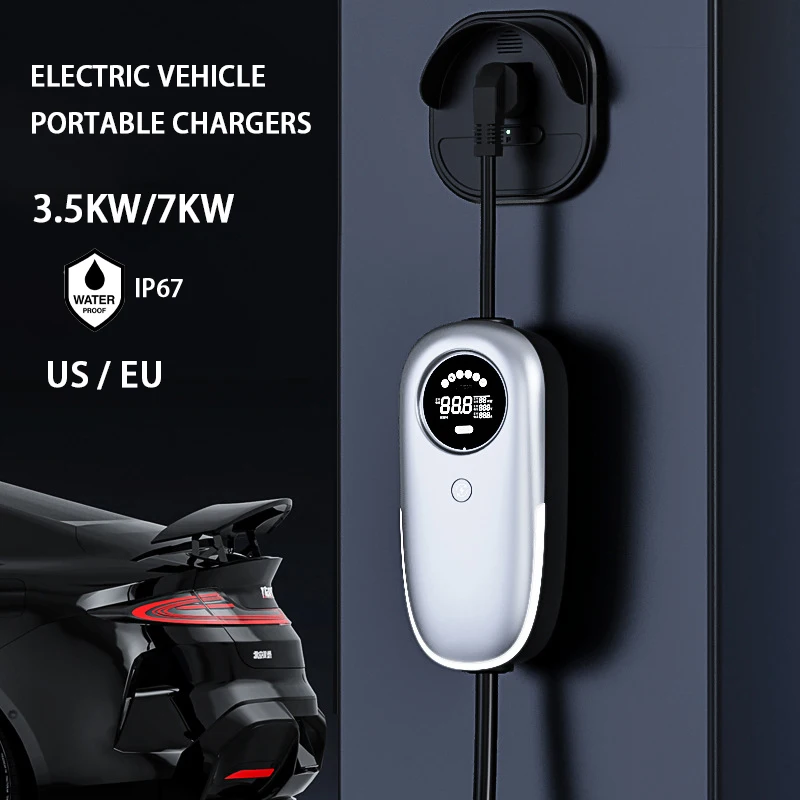 

Portable EV Charger Type 2 GBT Type 1 J1772 Charger Cable 7KW 16A 32A Charging Cable Current 5M Car Fast Charger