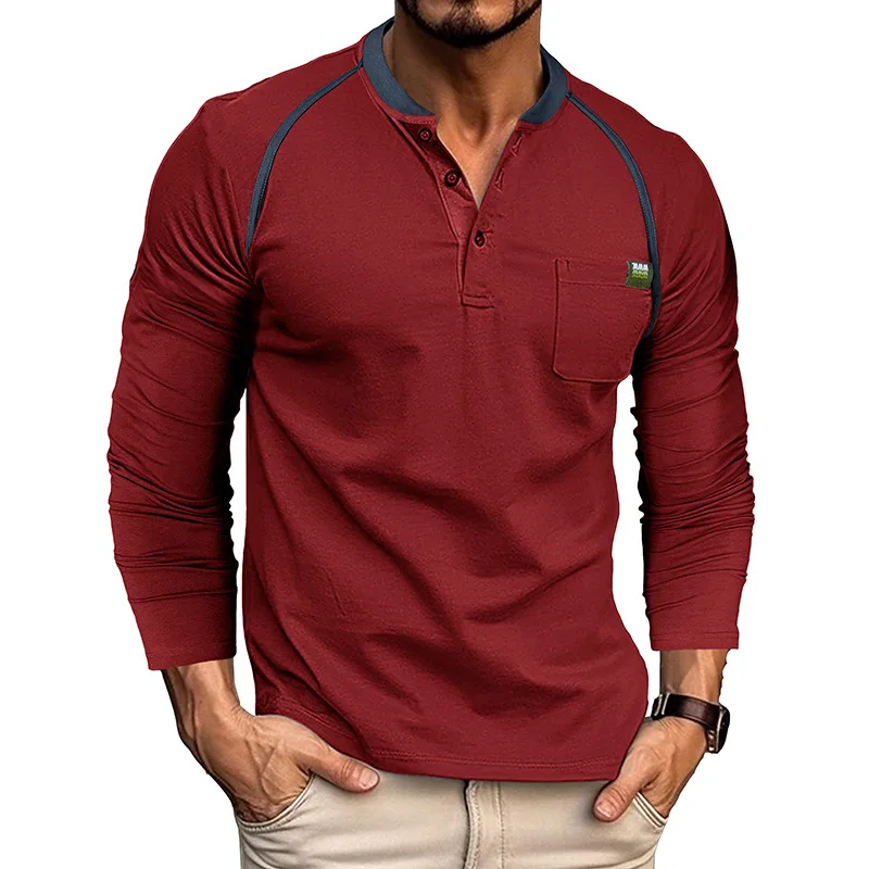 

Casual Slim Fit Basic Sports Blouses Comfort Tops Men Henley Collar Long Sleeve Shirts Long Sleeve Button Up Camping T-Shirt