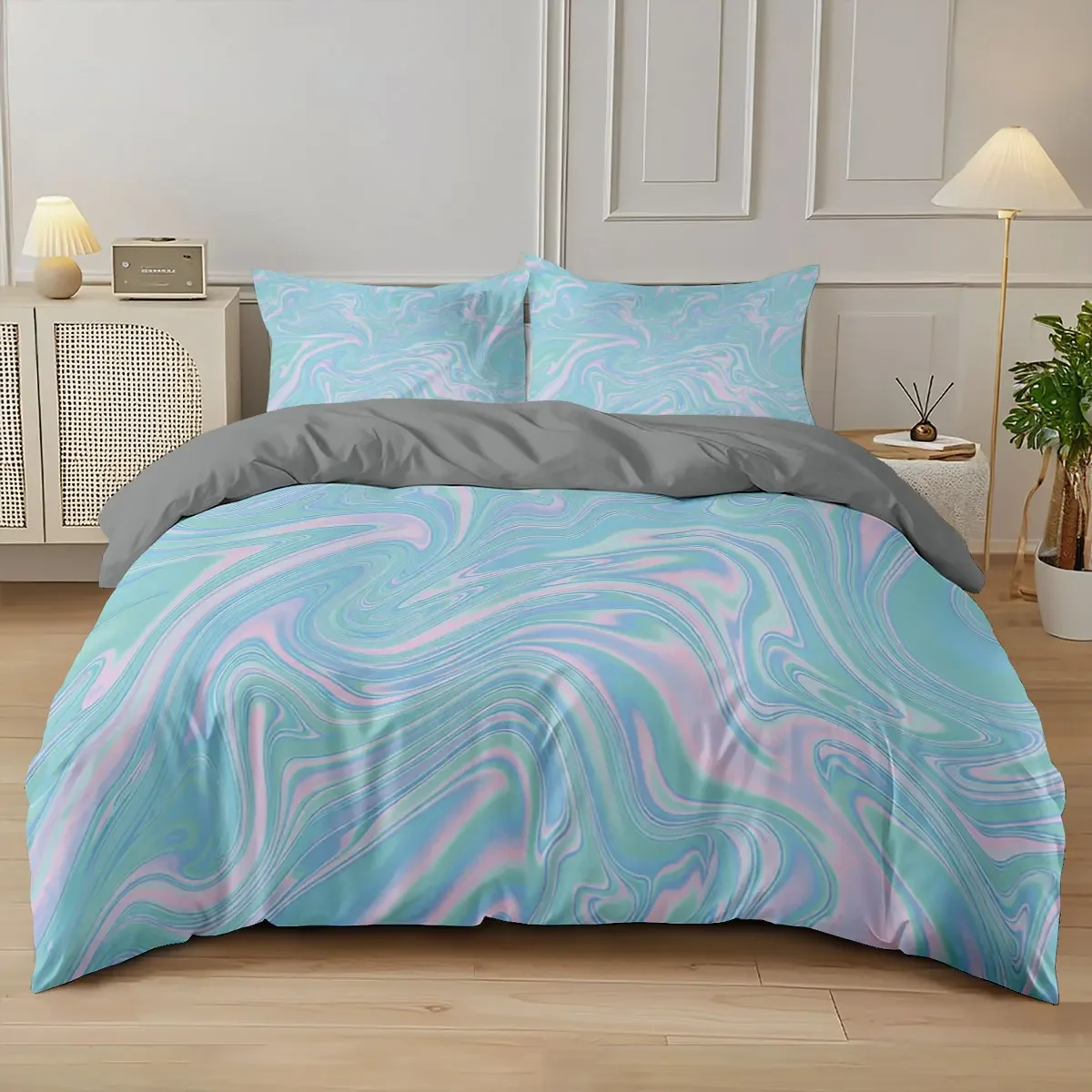 3pcs colorful gradient fluid-print bedding sets featuring a soft core-free design superior comfort bedding products