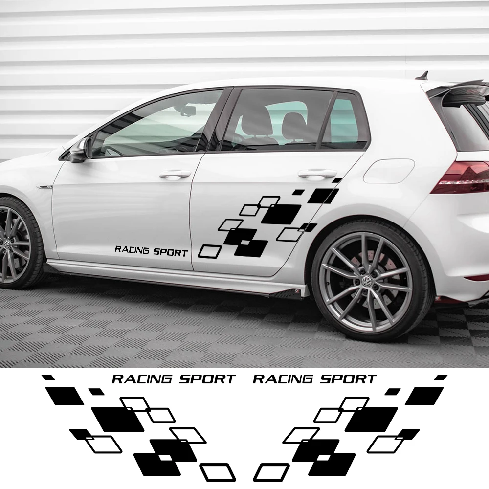 Naklejka z kratką wyścigową do Volkswagen-POLO Golf CC GTI-R LINE-R WRC-TSI Auto Body Side Door Decor Vinyl Decal DIY Sticker