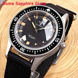 FATHOMS reloj de pulsera mecánico de buceo para hombre, cristal de zafiro en forma de cúpula, esfera Vintage, movimiento NH35 PT5000, bisel súper Lume