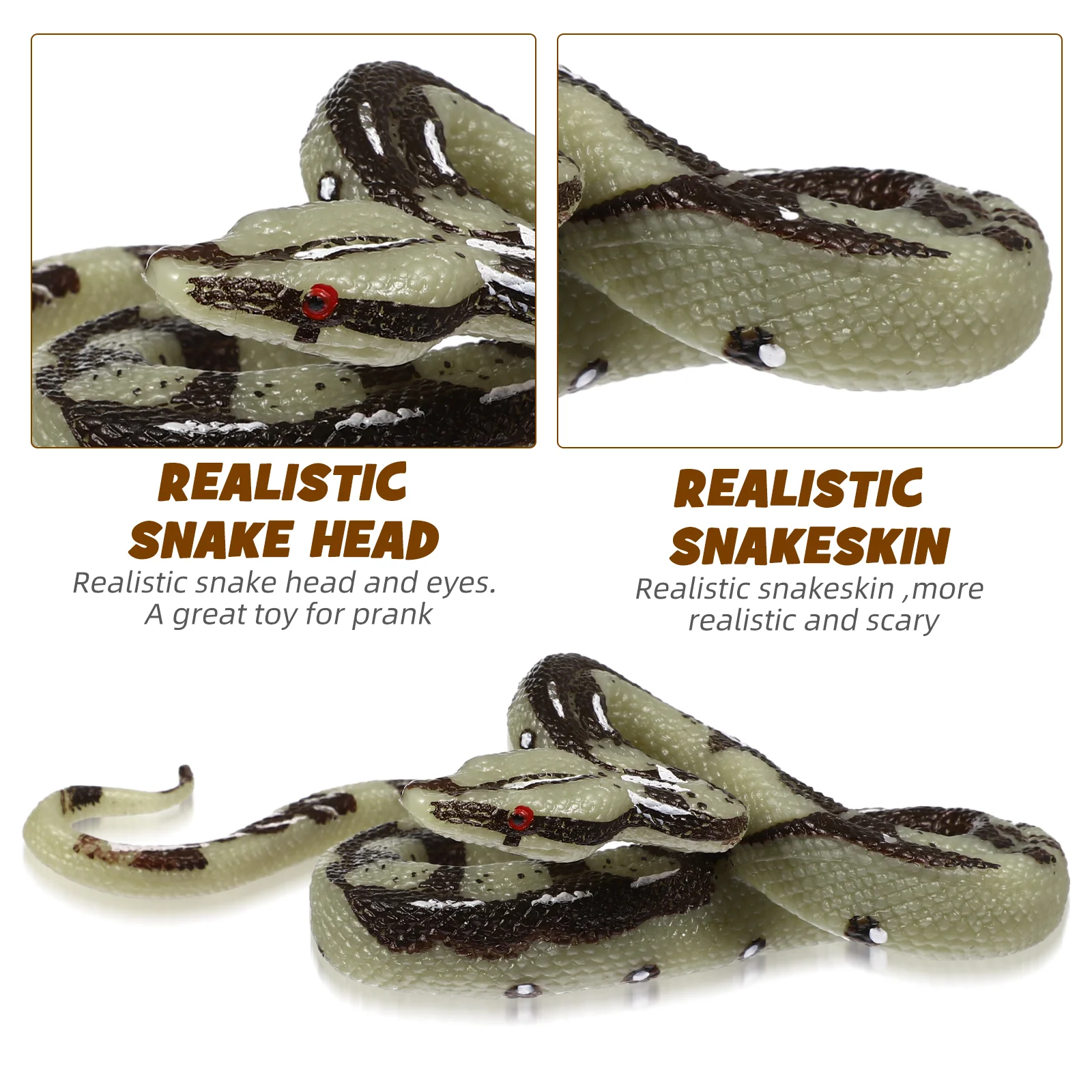 Amosfun High Simulation Model Toy Big Realistic Snake Halloween Tricky Creepy Prank Scary Snake Toy