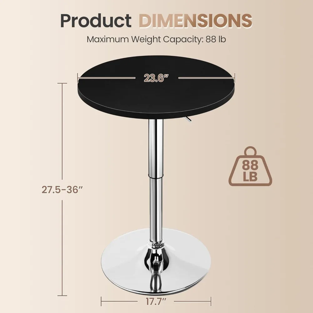 현대적인 원형 회전 바 테이블 세트, 2인용 조절 가능한 펍 높이 카페 테이블