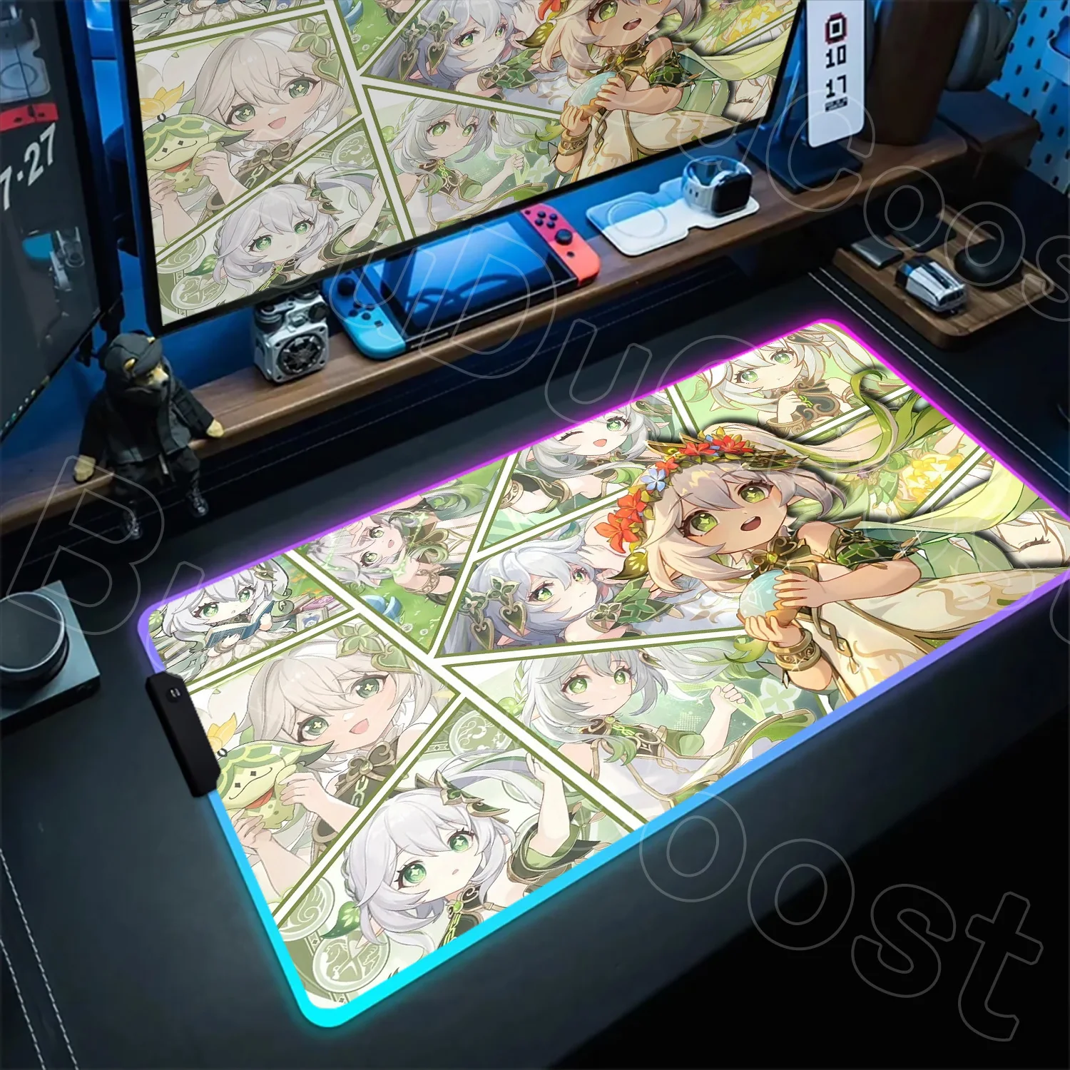 

HD Printing Kawaii Genshin Impact Mouse Pad Nahida Desk Mats RGB Rubber Non-slip Computer Office XXL Laptop Keyboard Accessories