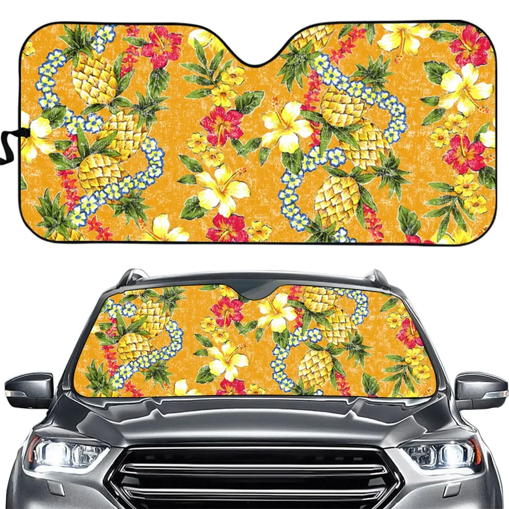 INSTANTARTS Tropical Hibiscus Print Windshield Sun Shade for Car UV Protect Foldable Car Sun Shade Windshield Gloss Sunshade New