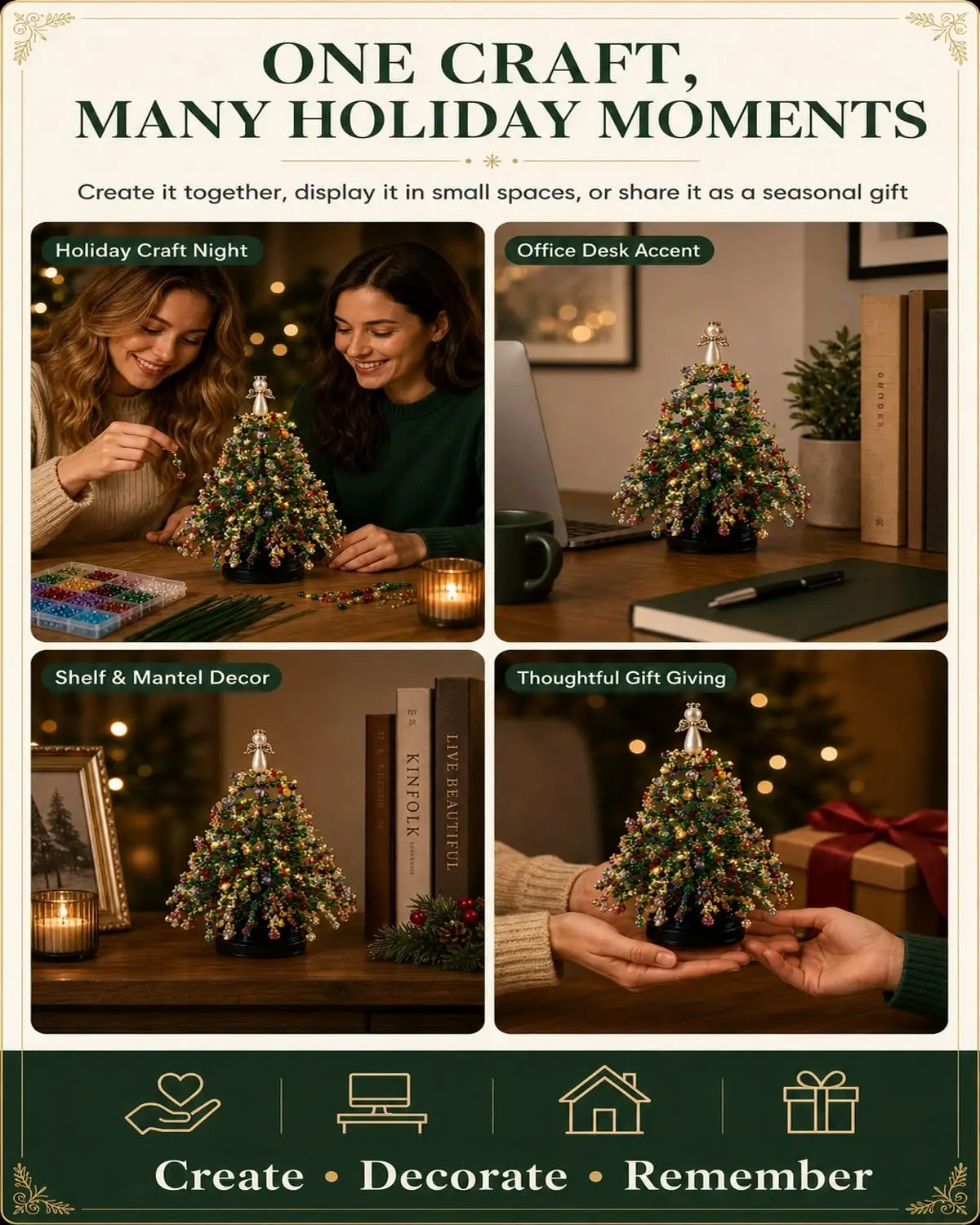 Autumn Tree With Lights 3D Tree For Classroom DIY Kit With Colorful Beads Pumpkins And Flameless
