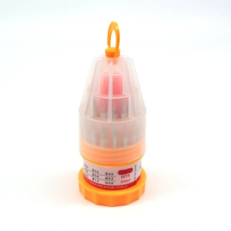 31-in-1 Screwdriver Bit Set with Hanging Hook Portable Tower Storage Box for Electronics Repair