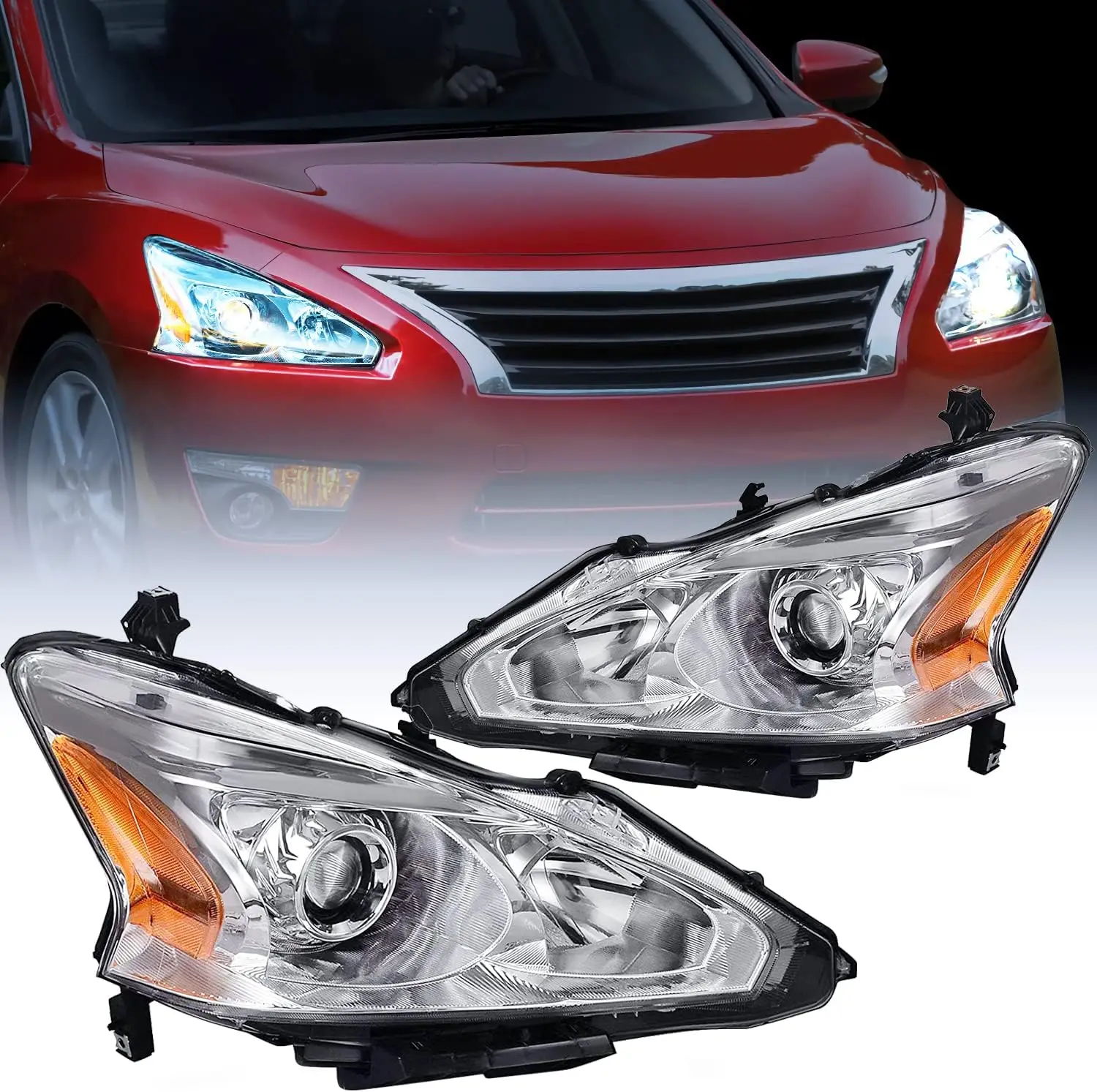 

Фара в сборе для 2013 2014 2015 Altima 4-дверного седана Advance Base Exclusive SL S SV Sense Сменная фара Clear Projec