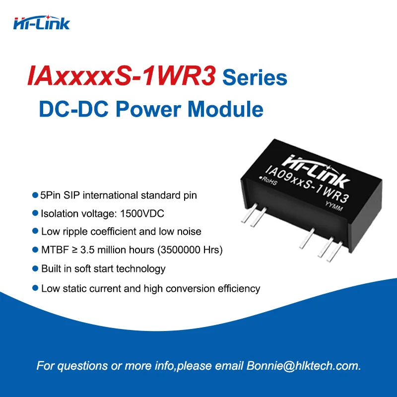 Hi-Link 1W 5V 12V 24V to 3.3V/5V/9V/12V/15V/24V IA0512S-1WR3 IA1205S-1WR3 IA1212S-1WR3 DC DC Power Supply Module