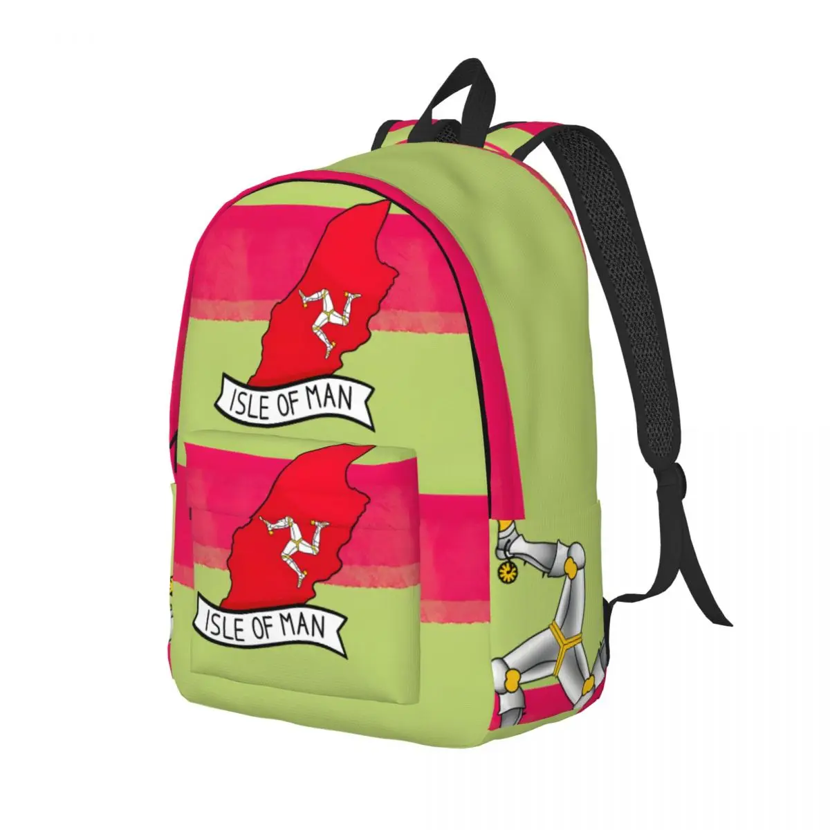 Logo College Bag I-Isle Of Man For Kid Adjustable Strap For Work Office For Gifts Retro Washable Rucksack