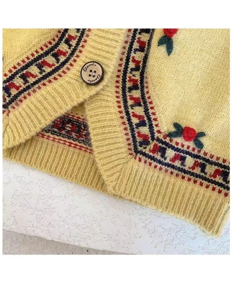 UNITIM 2026 Herbst Kinder Mädchen Strickweste V-Ausschnitt Stickerei Weste für Kinder Mädchen 2-8 Jahre Baby Mädchen Ärmelloser Pullover – Detail 14