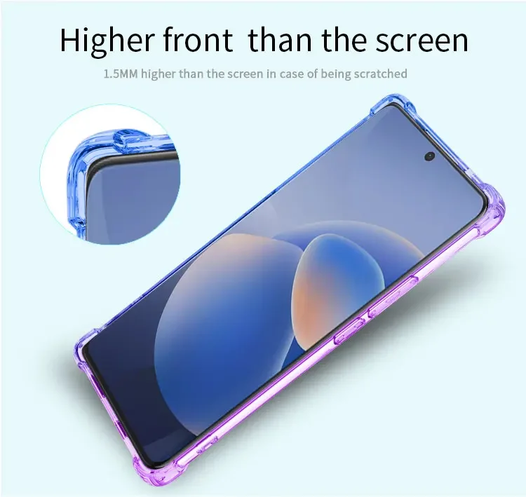 Case for Vivo X70 Pro Plus X60 Pro X50 X30 V27 Pro Vivo S15E Clear Cute Gradient Slim Anti Scratch Flexible TPU Shockproof Cover