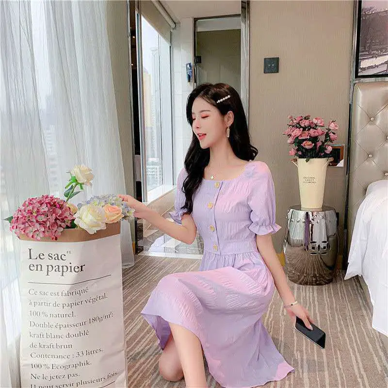 Women's Summer New Slim Mid-Length A- line Dress Woman Dress Vestido De Mujer Femme Robe