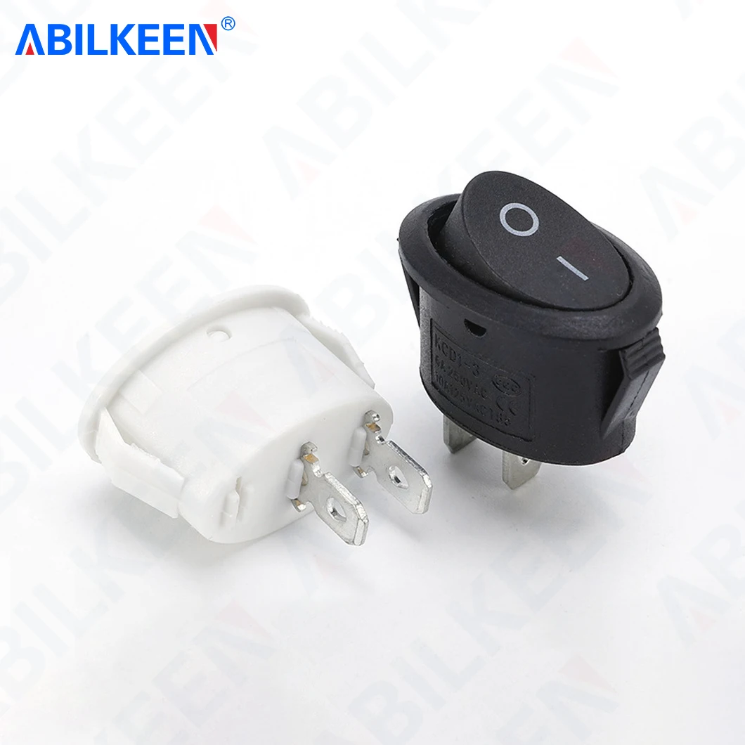 

100 шт./лот, заводская поставка ABILKEEN KCD1-101-9, овальная форма, кулисный переключатель ВКЛ-ВЫКЛ/ВКЛ-ВКЛ, 6A250 В переменного тока, мини-кулисный тумблер