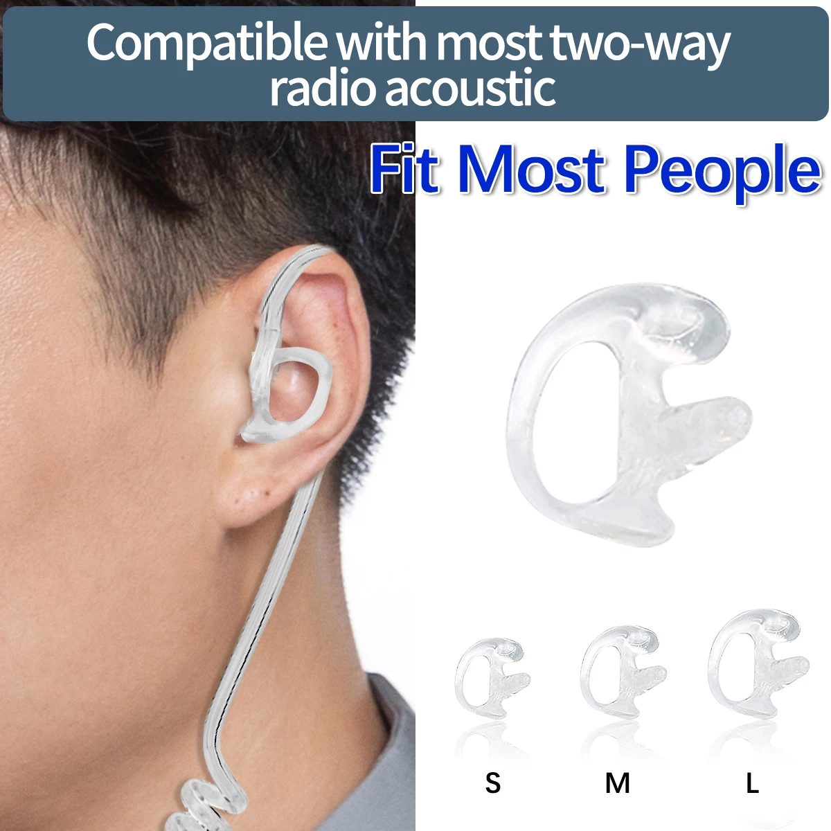 ABBREE Replacement Soft Silicone Earmold Earbud Earplug For Walkie Talkie Acoustic Coil Tube Earpiece Headset