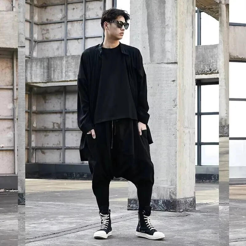 

Хип-мужские и новые весенние осенние брюки в уличном стиле, стиль парикмахера, темные повседневные брюки большого размера