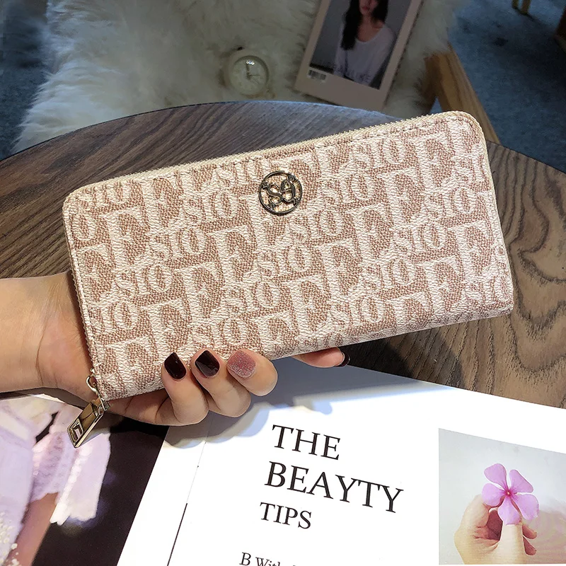 Original Design Genuine Leather Long Wallets Fashion Letter Print Women Clutch Bags High Capacity Cowhide Purse For Mobile Phone