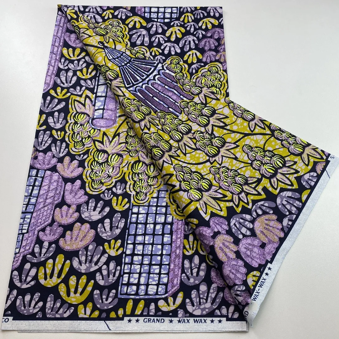 2025 Cotton African Golden Wax Fabric Fashion Print Wax Fabric Ankara Fabric Ghana Nigeria Style Pagne Sewing Material 3C6