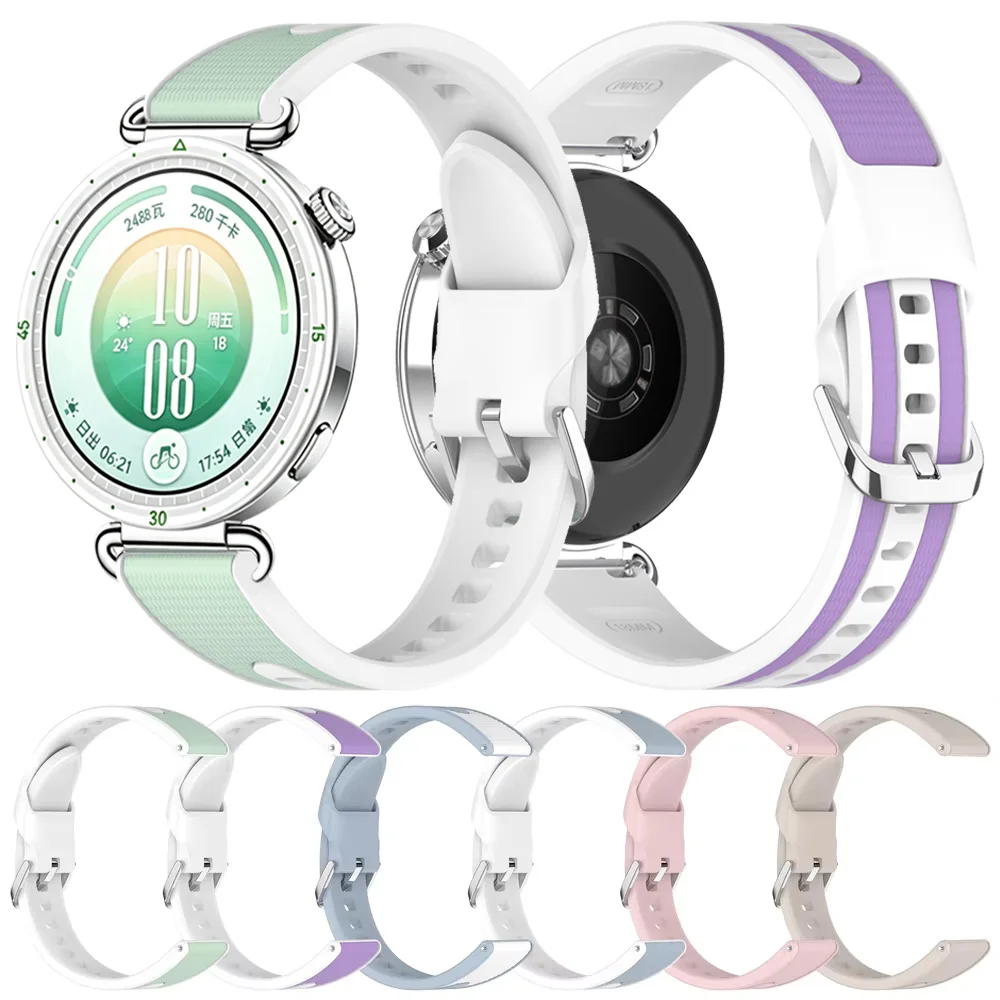 18mm Official Two Tone Silicone Strap For Huawei Watch GT7 GT6 GT5-4 41mm 6 5 GT5 Pro 42mm Band Xiaomi Watch S5 41mm Accessories
