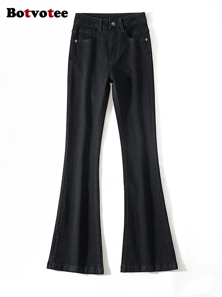 

Botvotee Extra Long Flare Skinny High Waisted Jeans Wide Leg Slim Black Spring Summer 2024 Korean Fashion Casual Vintage Jeans
