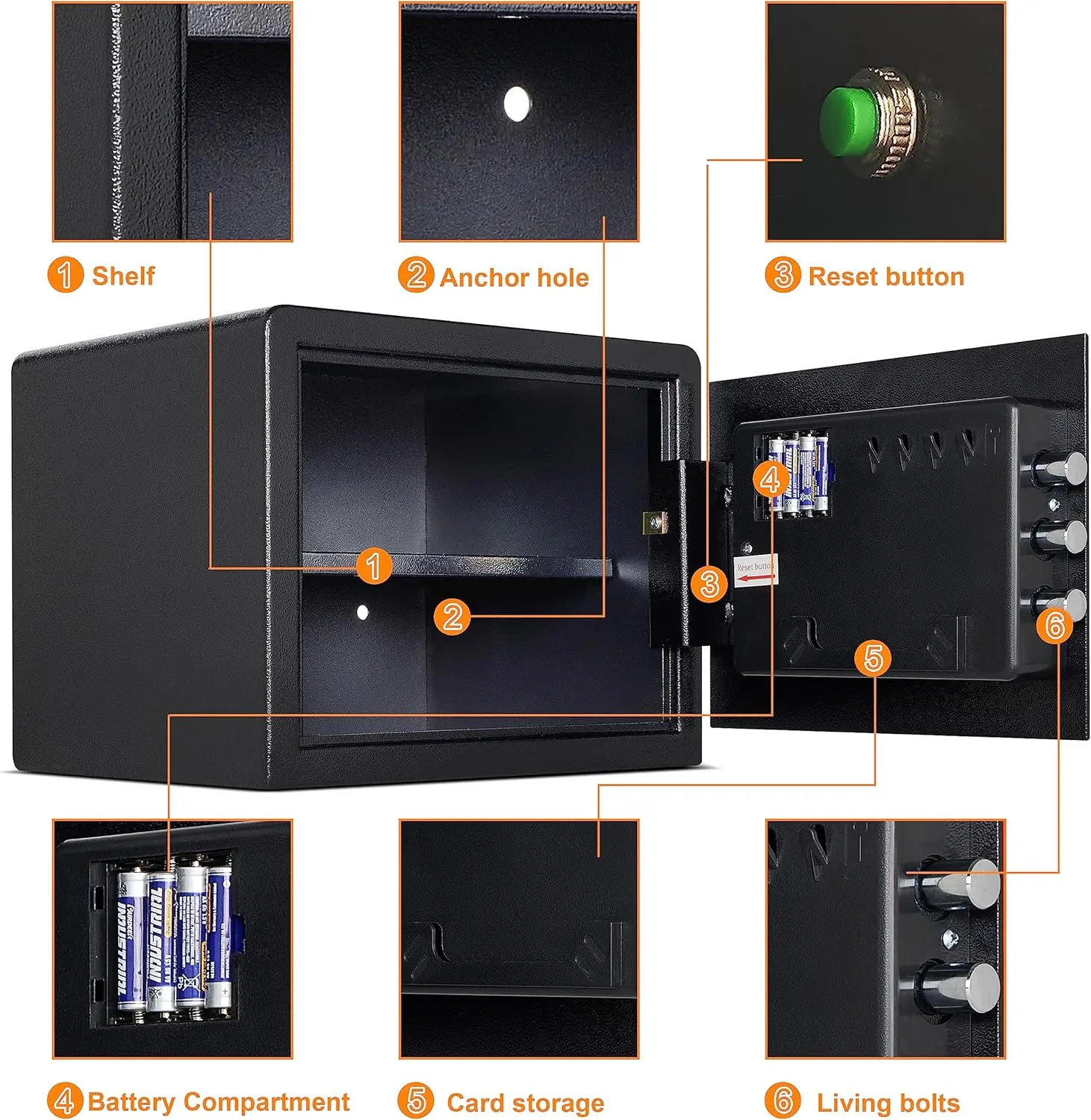 Biometric Digital Security Safe - Fingerprint Safe for Home Storage - Cash, Jewelry & Valuables - 1.2 Cubic Feet - Gun Use