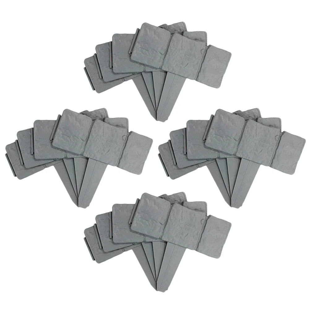 

20 Pcs Plastic Fence Grey Garden Edging Border Stone Shape Fence Decorative Easy Maintenance Reusable Weatherproof Lawn