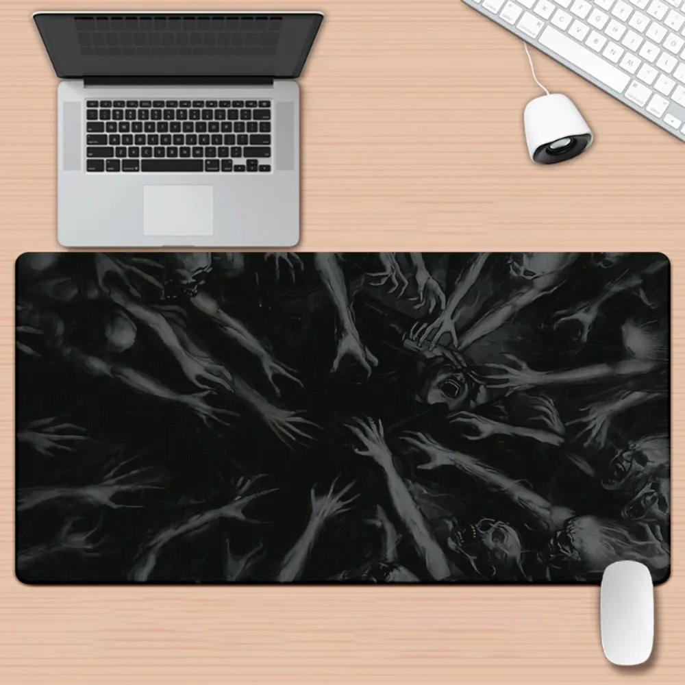 Office desk mat, computer mouse pad, black abstract handprint pattern, anti-slip backing tapis de souris alfombrillas gaming