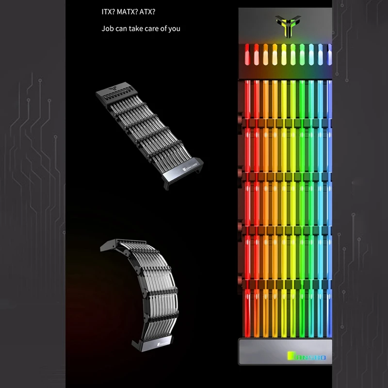 JONSBO PSU Extension Cable RGB Trunking Cover Rainbow Bridge For 24Pin ATX Cable MOD Symphony Line, 5V Rainbow RGB M/B SYNC