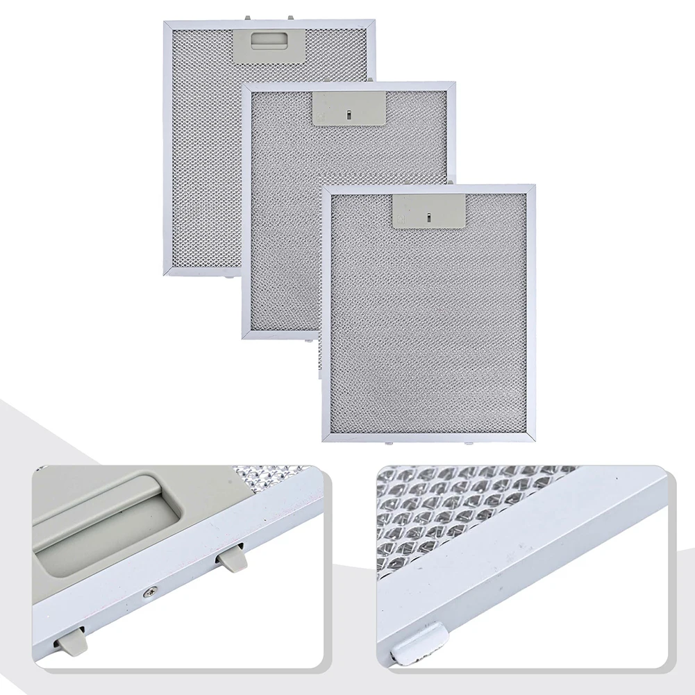 3-Piece RANGEMASTER Range Hood Metal Grease Filter Set, Silver, 300 X 250 Mm, Suitable For Kitchens Parts