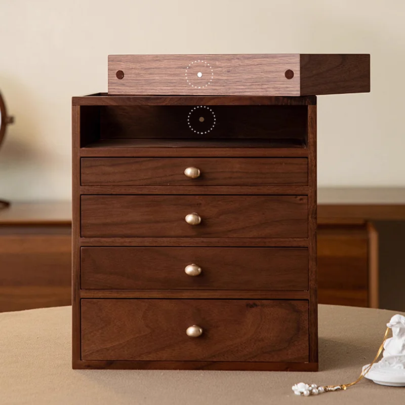 صندوق مجوهرات خشبي فاخر ريترو حلقة تخزين صناديق الزفاف سعة كبيرة عرض المجوهرات عرض الزجاج الشفاف #3