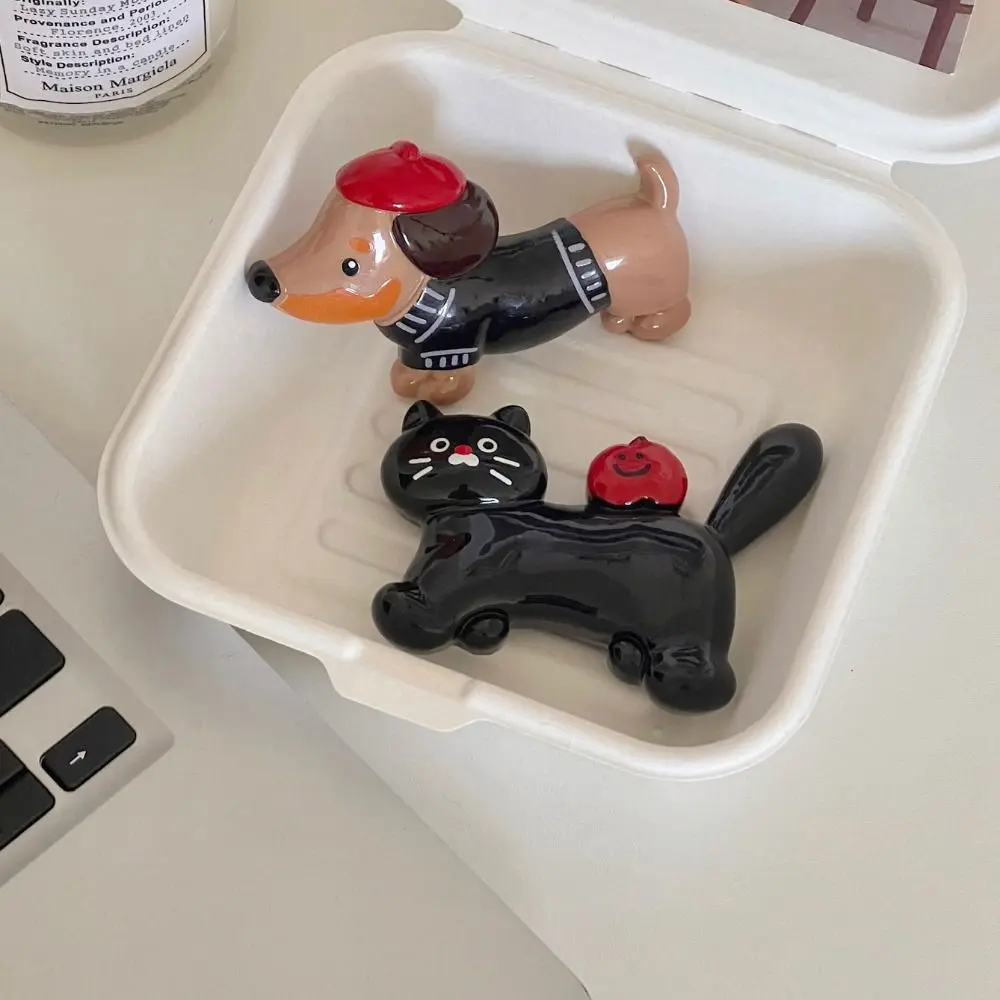 2 sztuk/zestaw kreatywny jamnik naklejka na lodówkę żywica słodki kociak magnesy na lodówkę spersonalizowane naklejki magnetyczne z kreskówek