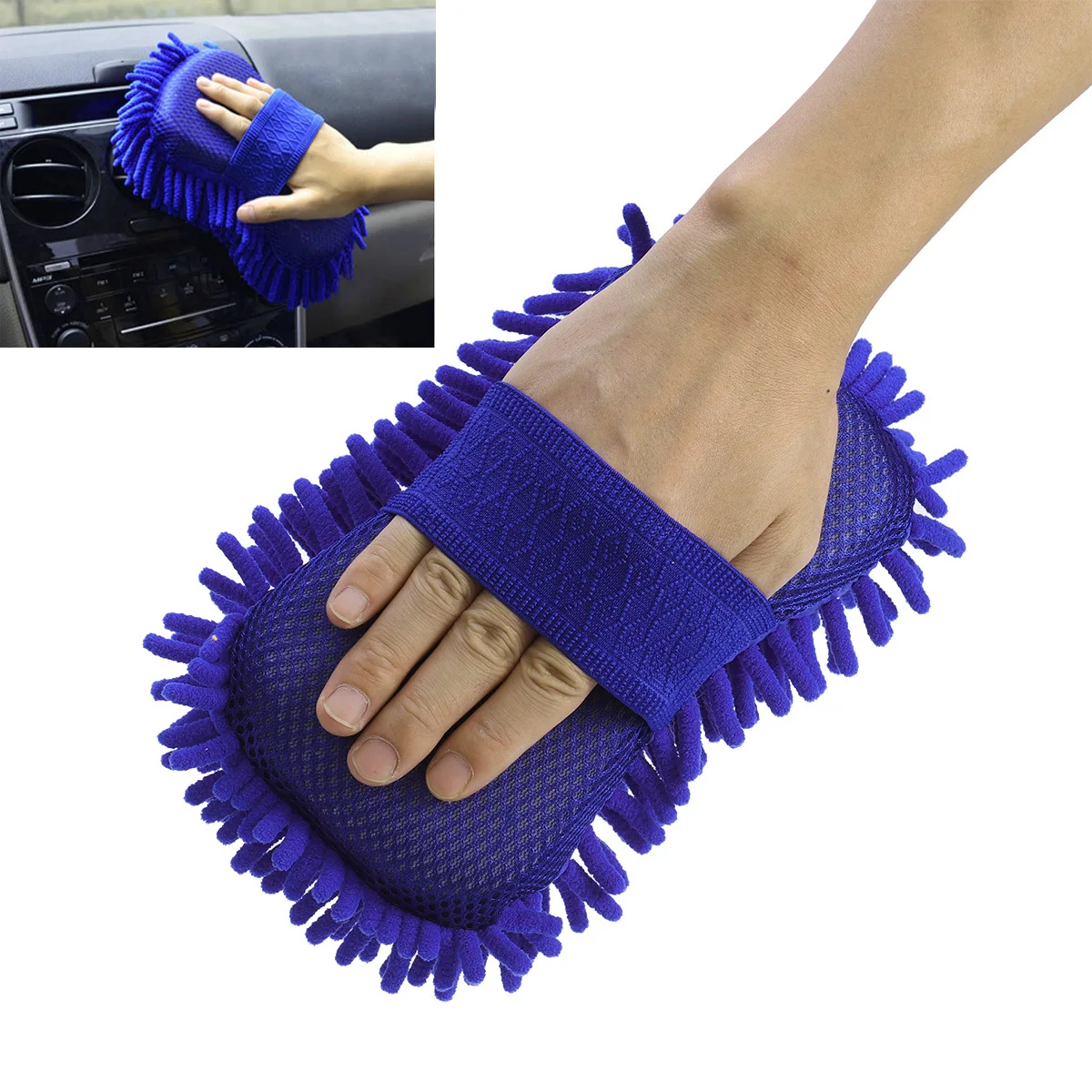 

2Pcs Ultrafine Microfiber Car Wash Mitts Chenille Coral Fleece Gloves Dark Blue for Car Cleaning Sponge Auto Wash Gloves